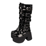 Funki Buys | Boots | Women's Harajuku Wide Buckle Boots
