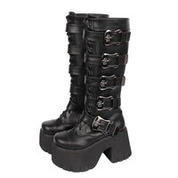 Funki Buys | Boots | Women's Harajuku Wide Buckle Boots