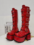 Funki Buys | Boots | Women's Harajuku Buckle Strap Boots