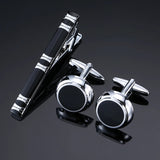 Funki Buys | Cufflinks | Men's Silver Brushed Metal Tie Clip Cufflinks Set