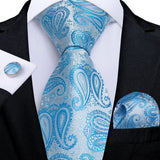 Funki Buys | Neckties | Men's Formal 3pcs Silk Blue Tie Set