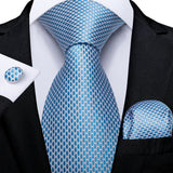 Funki Buys | Neckties | Men's Formal 3pcs Silk Blue Tie Set