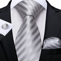 Funki Buys | Neckties | Men's 3pcs Silver Grey Striped Tie Set