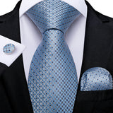 Funki Buys | Neckties | Men's Formal 3pcs Silk Blue Tie Set