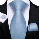 Funki Buys | Neckties | Men's Formal 3pcs Silk Blue Tie Set