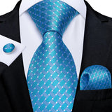 Funki Buys | Neckties | Men's Formal 3pcs Silk Blue Tie Set