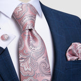 Funki Buys | Neckties | Men's Stylish 3 Pcs Pink Paisley Tie Set