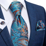 Funki Buys | Neckties | Men's Stylish 3 Pcs Blue Floral Tie Set
