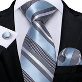 Funki Buys | Neckties | Men's Formal 3pcs Silk Blue Tie Set