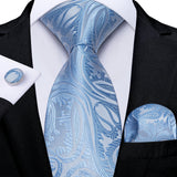 Funki Buys | Neckties | Men's Formal 3pcs Silk Blue Tie Set