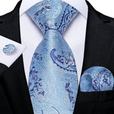 Funki Buys | Neckties | Men's Formal 3pcs Silk Blue Tie Set