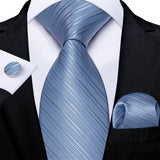 Funki Buys | Neckties | Men's Formal 3pcs Silk Blue Tie Set