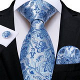 Funki Buys | Neckties | Men's Formal 3pcs Silk Blue Tie Set