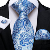Funki Buys | Neckties | Men's Formal 3pcs Silk Blue Tie Set