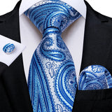 Funki Buys | Neckties | Men's Formal 3pcs Silk Blue Tie Set