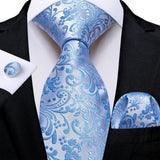 Funki Buys | Neckties | Men's Formal 3pcs Silk Blue Tie Set