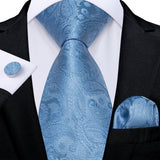 Funki Buys | Neckties | Men's Formal 3pcs Silk Blue Tie Set