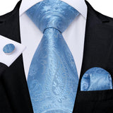 Funki Buys | Neckties | Men's Formal 3pcs Silk Blue Tie Set
