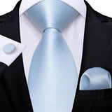 Funki Buys | Neckties | Men's Formal 3pcs Silk Blue Tie Set