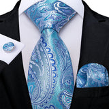 Funki Buys | Neckties | Men's Formal 3pcs Silk Blue Tie Set