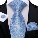 Funki Buys | Neckties | Men's Formal 3pcs Silk Blue Tie Set