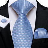 Funki Buys | Neckties | Men's Formal 3pcs Silk Blue Tie Set