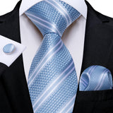 Funki Buys | Neckties | Men's Formal 3pcs Silk Blue Tie Set