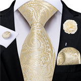 Funki Buys | Neckties | Men's 4 Pcs Grooms Silk Floral Tie Set