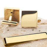 Funki Buys | Cufflinks | Men's Square Round Cufflinks Tie Clips Set