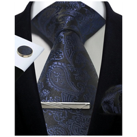 Funki Buys | Neckties | Mens Tie Clip Cufflinks Hanky 4Pcs Set