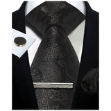 Funki Buys | Neckties | Mens Tie Clip Cufflinks Hanky 4Pcs Set