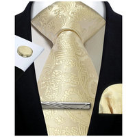 Funki Buys | Neckties | Mens Tie Clip Cufflinks Hanky 4Pcs Set