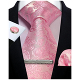 Funki Buys | Neckties | Mens Tie Clip Cufflinks Hanky 4Pcs Set