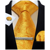 Funki Buys | Neckties | Mens Tie Clip Cufflinks Hanky 4Pcs Set
