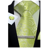 Funki Buys | Neckties | Mens Tie Clip Cufflinks Hanky 4Pcs Set