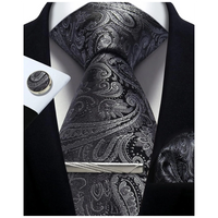 Funki Buys | Neckties | Mens Tie Clip Cufflinks Hanky 4Pcs Set