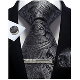 Funki Buys | Neckties | Mens Tie Clip Cufflinks Hanky 4Pcs Set