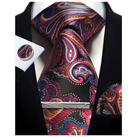 Funki Buys | Neckties | Mens Tie Clip Cufflinks Hanky 4Pcs Set
