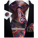 Funki Buys | Neckties | Mens Tie Clip Cufflinks Hanky 4Pcs Set