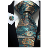 Funki Buys | Neckties | Mens Tie Clip Cufflinks Hanky 4Pcs Set