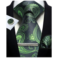 Funki Buys | Neckties | Mens Tie Clip Cufflinks Hanky 4Pcs Set