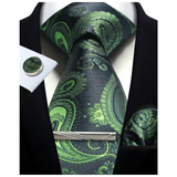 Funki Buys | Neckties | Mens Tie Clip Cufflinks Hanky 4Pcs Set