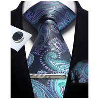 Funki Buys | Neckties | Mens Tie Clip Cufflinks Hanky 4Pcs Set