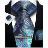 Funki Buys | Neckties | Mens Tie Clip Cufflinks Hanky 4Pcs Set