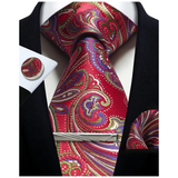 Funki Buys | Neckties | Mens Tie Clip Cufflinks Hanky 4Pcs Set