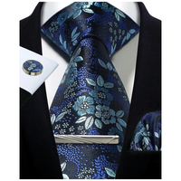 Funki Buys | Neckties | Mens Tie Clip Cufflinks Hanky 4Pcs Set