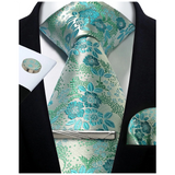 Funki Buys | Neckties | Mens Tie Clip Cufflinks Hanky 4Pcs Set