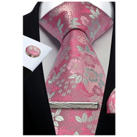 Funki Buys | Neckties | Mens Tie Clip Cufflinks Hanky 4Pcs Set