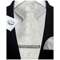 Funki Buys | Neckties | Mens Tie Clip Cufflinks Hanky 4Pcs Set
