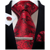 Funki Buys | Neckties | Mens Tie Clip Cufflinks Hanky 4Pcs Set